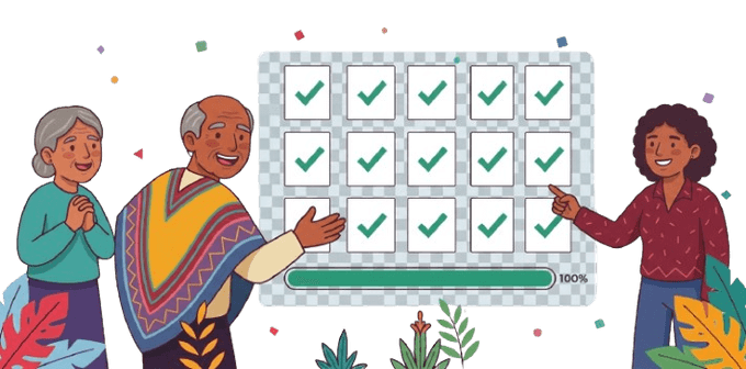 Un tablero con todas las promesas marcadas como verificadas